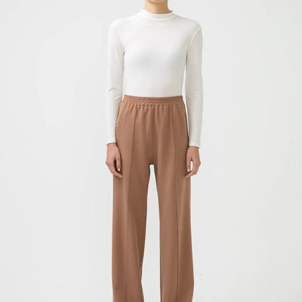 Ribbed Crepe Trousers - Modest Eve- -bottom-pants