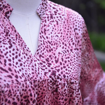Tiger Print Satin Shirt - Modest Eve- -frilled-fully lined