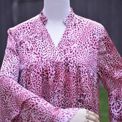 Tiger Print Satin Shirt - Modest Eve- -frilled-fully lined