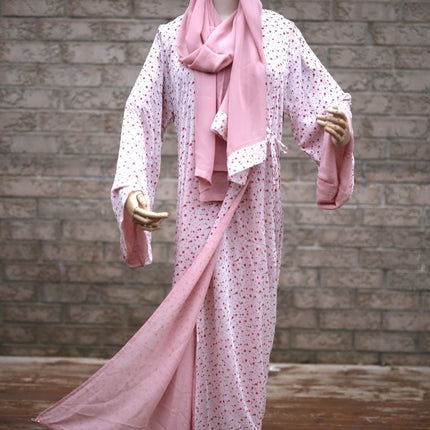 Baby's Breath Pink Reversible Abaya with Scarf - Modest Eve- -abaya-