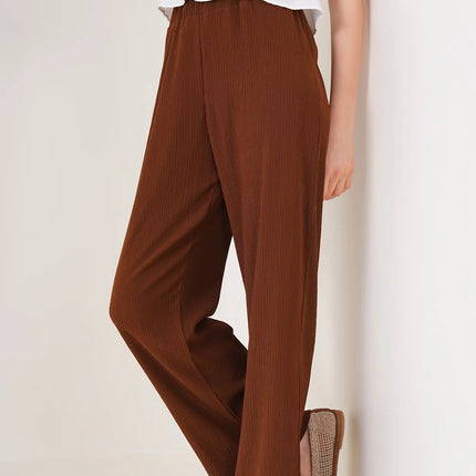Brown Relaxed Trousers Pants - Modest Eve- -bottom-pants