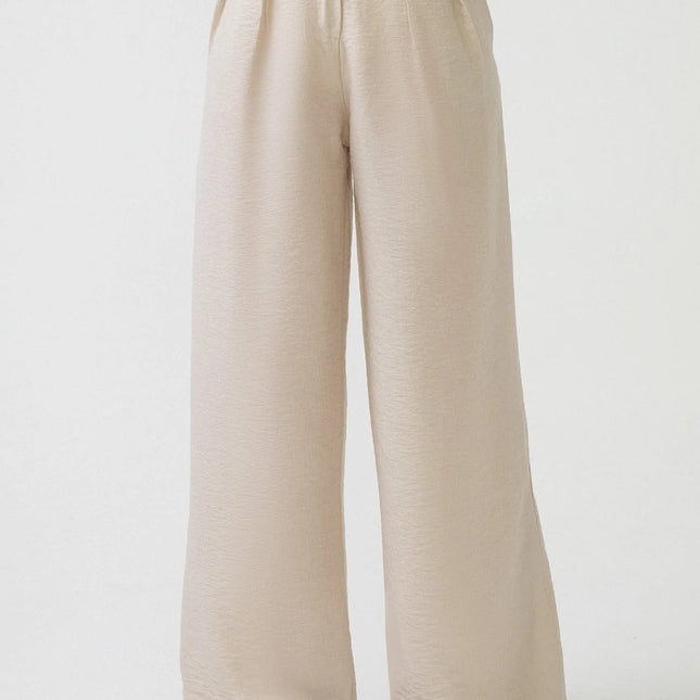 Button Detailed Wide Leg Pants - Modest Eve- trousers-bottom-high waist