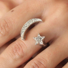 Moon Star Ring Jewelry - Modest Eve- -accessories-ring