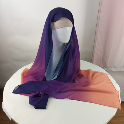 Ombré Gradient Three Tones Chiffon Hijab (Oversized) - Modest Eve- Hijabs-best selling-gradient