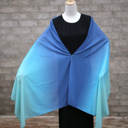 Peacock Ombré Gradient Three Tones Chiffon Hijab (Oversized) - Modest Eve- Hijabs-best selling-gradient