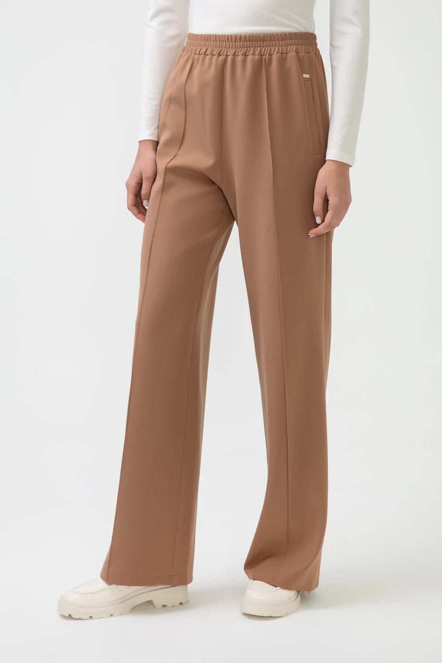 Tapered Leg Crepe Pants Style 242054