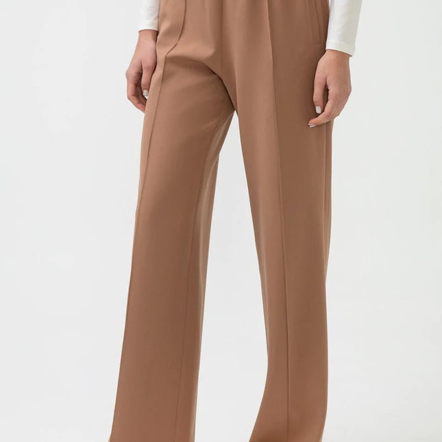 Ribbed Crepe Trousers - Modest Eve- -bottom-pants