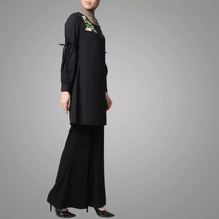Sleek Embroidered Tunic - Modest Eve- -embroidery-shirt