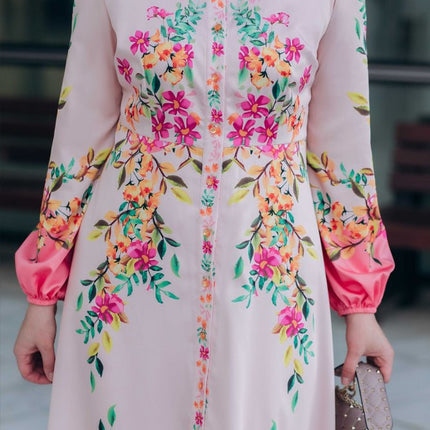 Spring Button Down A-Line dress - Modest Eve- -A line floral dress-button down